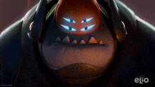 a close up of a cartoon character with elio written on the bottom right