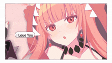 a cartoon of a girl with a speech bubble that says i love you