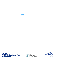 a blue circle with bailey properties luxury portfolio group and leading on it