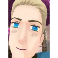 a man with blonde hair and blue eyes is smiling