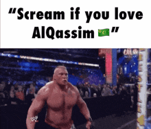 a picture of a wrestler with the words " scream if you love alqassimo "