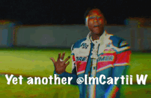 a man in a jacket with the words yet another @lmcartii w