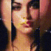 a close up of a woman 's face is shown in three different angles