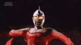 a cartoon character is holding a sword in his hand in the middle of a space scene .