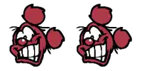 a cartoon drawing of a mouse with a big smile