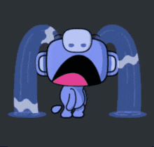 a cartoon monkey is crying with tears coming out of its eyes