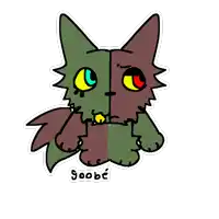 a drawing of a cat with the name boobe on the bottom left