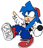 a drawing of a cartoon character holding a microphone with the letters n and a on his shoe