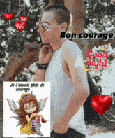 a picture of a man with a fairy and the words " bon courage "