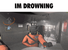 a screenshot of a video game with the words im drowning below it