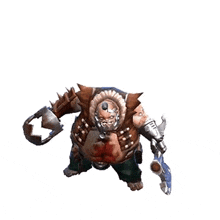 a cartoon character is holding an axe in his hand .