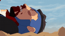 a cartoon drawing of a man laying on the ground