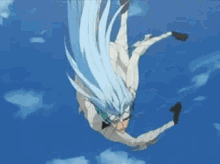 a cartoon character is falling through the air