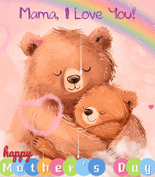 a mother 's day card with two teddy bears hugging