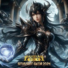 a poster for museum bola situs slot gacor 2024 shows a woman in armor