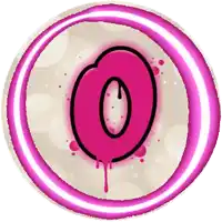 a pink letter o in a circle with a white background