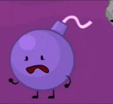 a purple cartoon bomb with a purple background