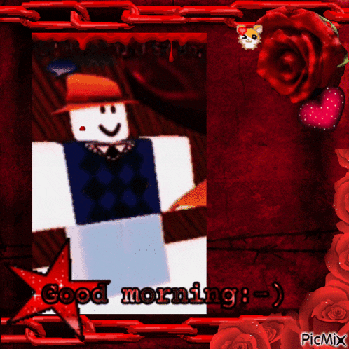a picture of a roblox character and the words good morning