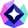 a purple , blue , and pink circle with a diamond in the middle .