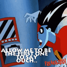 a cartoon character with a lightning bolt on his head