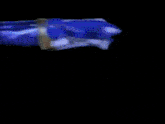 a blue power ranger says shark cutters in front of a logo
