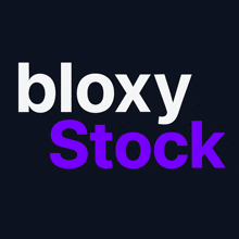 a logo for bloxy stock with purple letters on a dark background