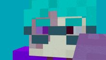 a pixel art of a person wearing sunglasses and a purple shirt