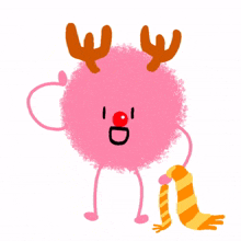 pink dust christmas deer red nose