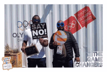 say no to doping friendship duo sunglasses headshake