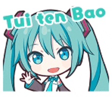 a sticker of hatsune miku with headphones on her head waving .
