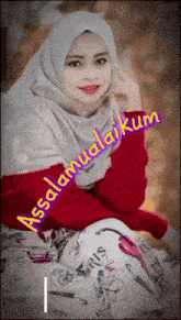 a woman wearing a hijab with the words assalamualaikum on the bottom right