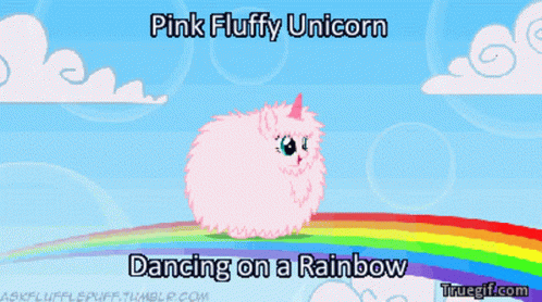 Pink Fluffy Unicorn Dancing On A Rainbow Gif Pink Fluffy Unicorn