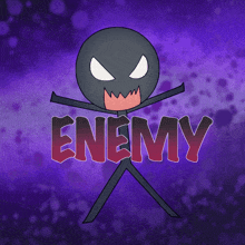 a cartoon character with the word enemy in red