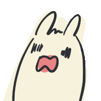 a drawing of a rabbit with its mouth open
