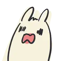 a drawing of a rabbit with its mouth open