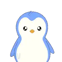 a penguin is holding a bag of food and a cup of coffee with the words let 's eat below it