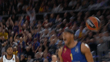 a blurred image of a basketball player wearing a number 1 jersey