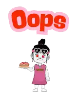 a cartoon drawing of a girl with glasses and the word oops above her
