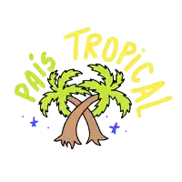 a logo for pais tropical with two palm trees and stars