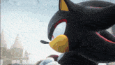 shadow the hedgehog from the video game sonic the hedgehog is standing in front of a castle