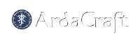 a logo for ardacraft shows a circle with a circle of writing around it
