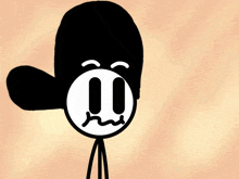 a stick figure holding a stick with a green leaf in his mouth