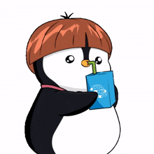 drink water tea box penguin