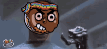 a cartoon drawing of a doughnut with a headband that says very hot chips