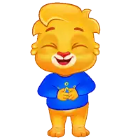 a cartoon of a bear wearing a blue shirt with the letter p on it