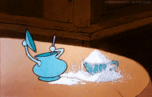 a cartoon of a pitcher and a cup of sugar with the words disney misfits tk-the-tiger below it