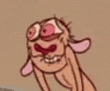 a close up of a cartoon character with glasses making a face .