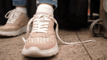 Tie A Lace Going Out GIF - Tie A Lace Going Out Cream Shoes GIFs