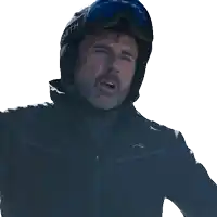 a man wearing a smith helmet and goggles says are you kidding me