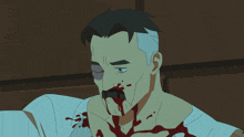 a cartoon of a man with blood on his face and the words " i miss my wife " above him